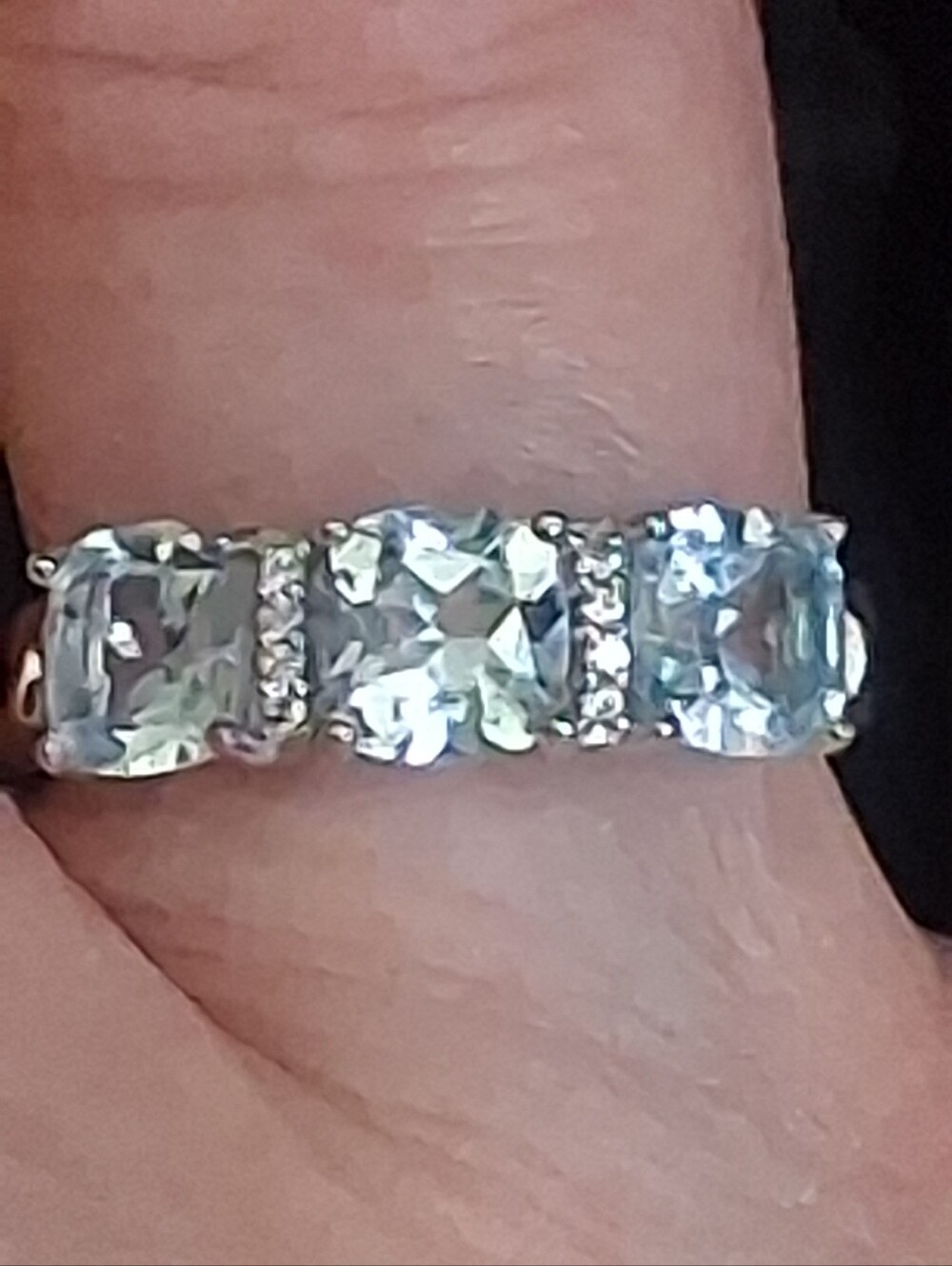 Sterling Silver Aquamarine And Diamond Ring Size 8 - Picture 8 of 13